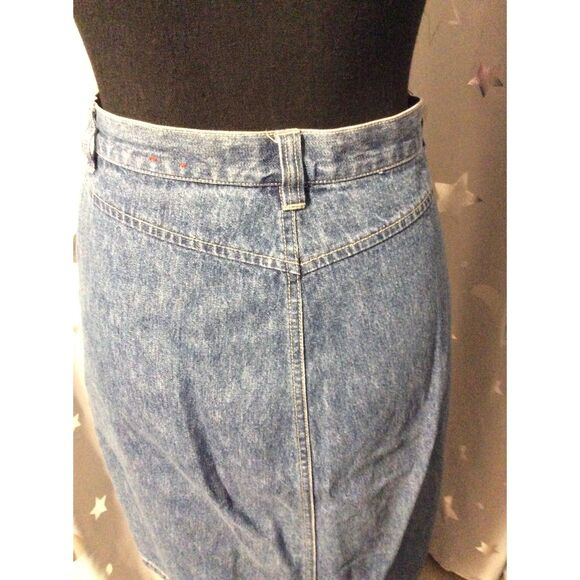 Vintage Gloria Vanderbilt Denim Cotton Skirt Front Zip Pockets Size 8 - Picture 4 of 4